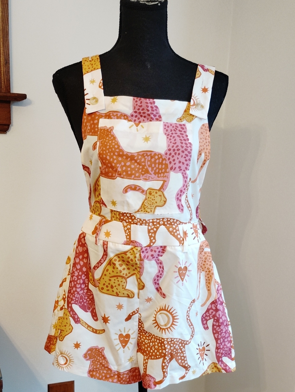 Girls' Multicolor Leopard Print Pinafore Dress